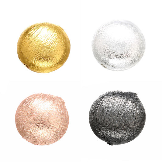 20pcs/lot 16mm Gold Plated Frosted Flat Ball Copper Beads Mix Colors Accessories Charms Beads Beyond