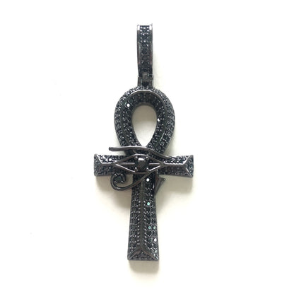 5-10pcs/lot 54*23mm Large Size CZ Paved Egypt Eyes of Horus ANKH Cross Charms for Necklace Bracelet Marking CZ Paved Charms ANKH New Charms Arrivals Symbols Charms Beads Beyond