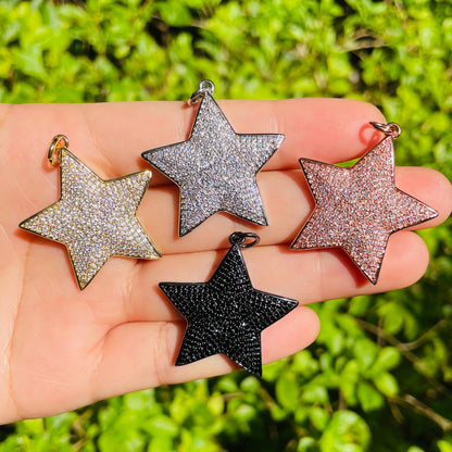 5-10pcs/lot 32*31mm CZ Paved Large Star Charms Mix Colors CZ Paved Charms Large Sizes Sun Moon Stars Charms Beads Beyond