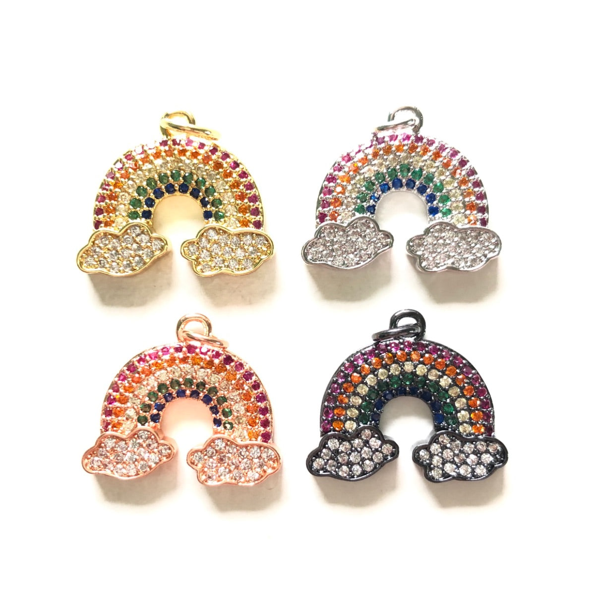 10pcs/lot 20*17.5mm Multicolor CZ Paved Rainbow Charms Black CZ Paved Charms Colorful Zirconia Charms Beads Beyond