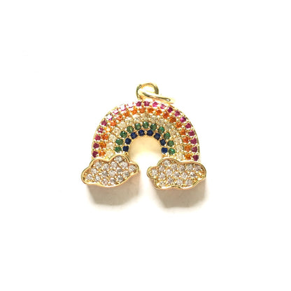 10pcs/lot 20*17.5mm Multicolor CZ Paved Rainbow Charms Gold CZ Paved Charms Colorful Zirconia Charms Beads Beyond