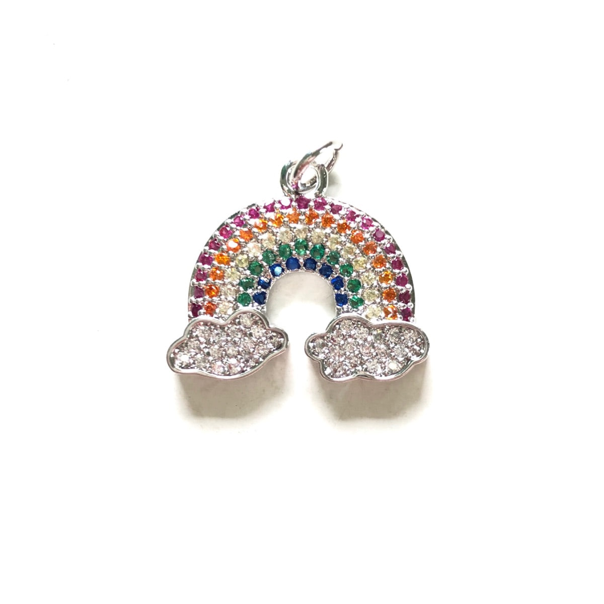 10pcs/lot 20*17.5mm Multicolor CZ Paved Rainbow Charms Silver CZ Paved Charms Colorful Zirconia Charms Beads Beyond