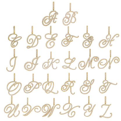 10pcs/lot CZ Paved Vintage Initial Alphabet Necklace -Gold Necklaces Charms Beads Beyond