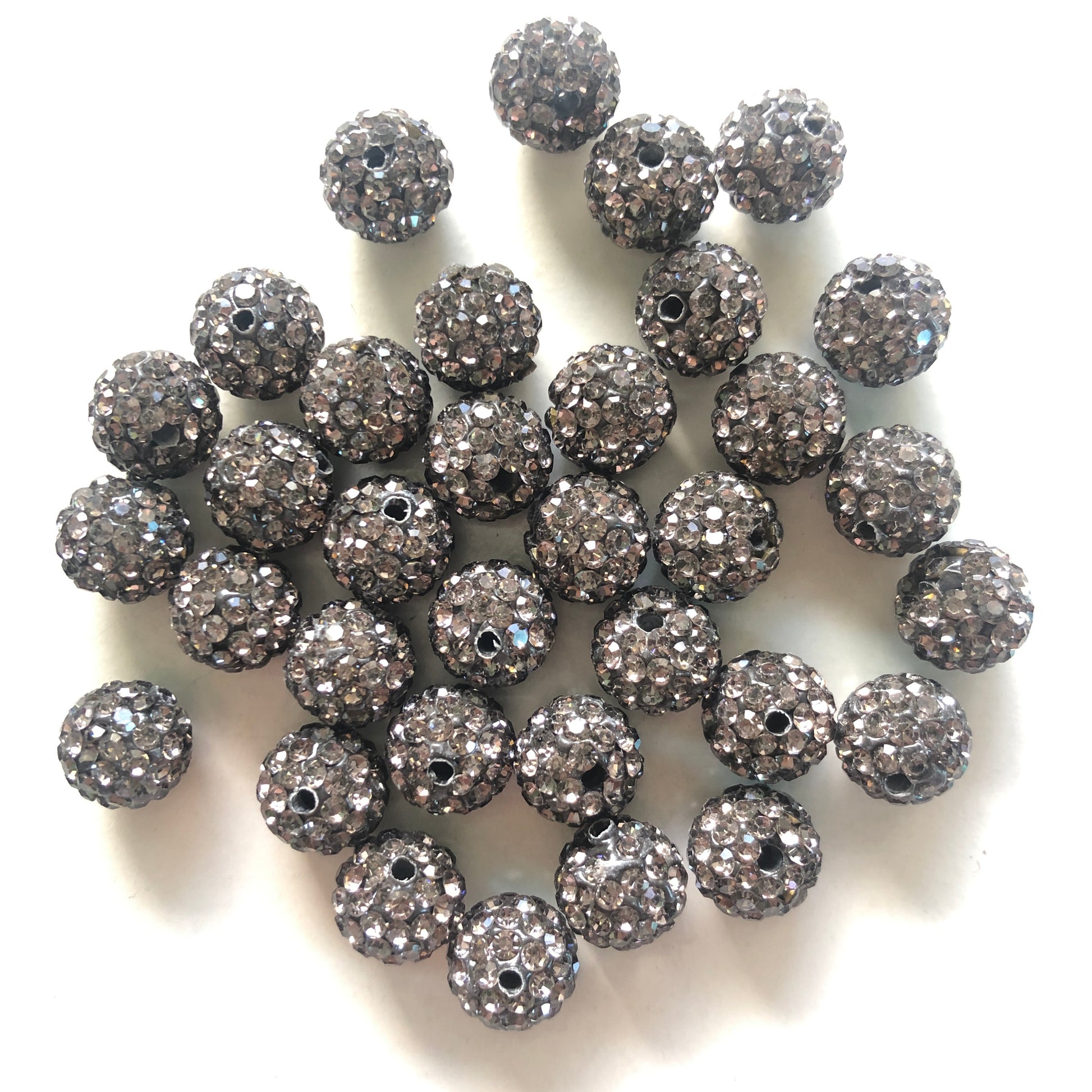 50-100pcs/lot 10mm Gray Rhinestone Clay Disco Ball Beads Clay Beads Charms Beads Beyond