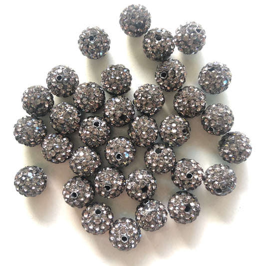 50-100pcs/lot 10mm Gray Rhinestone Clay Disco Ball Beads Clay Beads Charms Beads Beyond