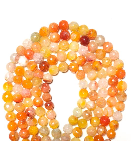 2 Strands/lot 10mm Light Orange Faceted Dragon Agate Stone Beads Stone Beads Faceted Agate Beads Charms Beads Beyond