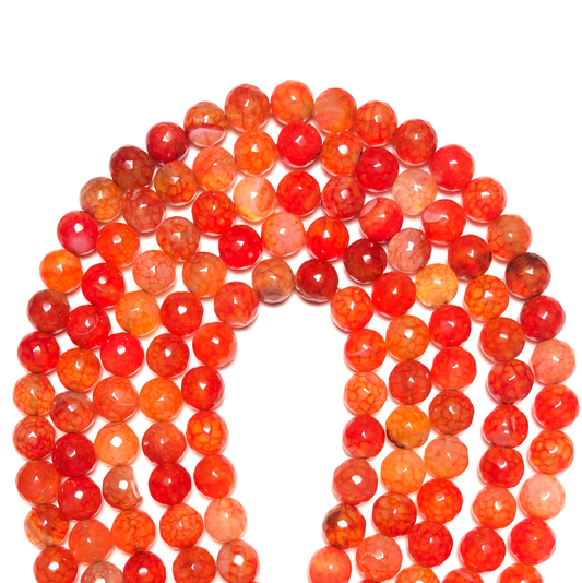 2 Strands/lot 10mm Orange Faceted Dragon Agate Stone Beads Stone Beads Faceted Agate Beads Charms Beads Beyond