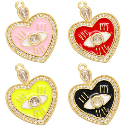 10pcs/lot 26*20mm Enamel Evil Eye Heart Charm for Jewelry Making Mix Colors Enamel Charms Charms Beads Beyond