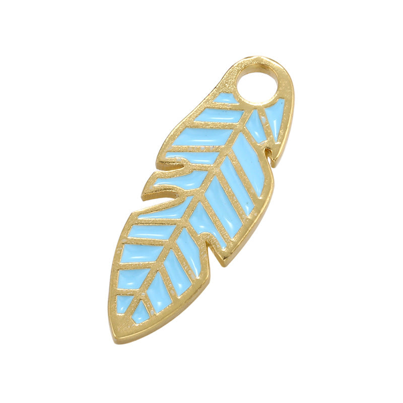 10pcs/lot 23.5*9mm Gold Plated Colorful Enamel Leaf Charm Light blue Enamel Charms Charms Beads Beyond