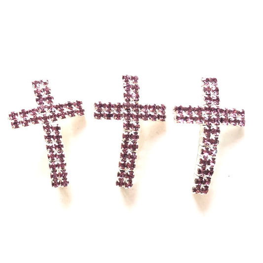 10pcs/lot 30*20mm Purple Rhinestone Paved Alloy Cross Spacers-Silver Alloy Spacers New Spacers Arrivals Charms Beads Beyond