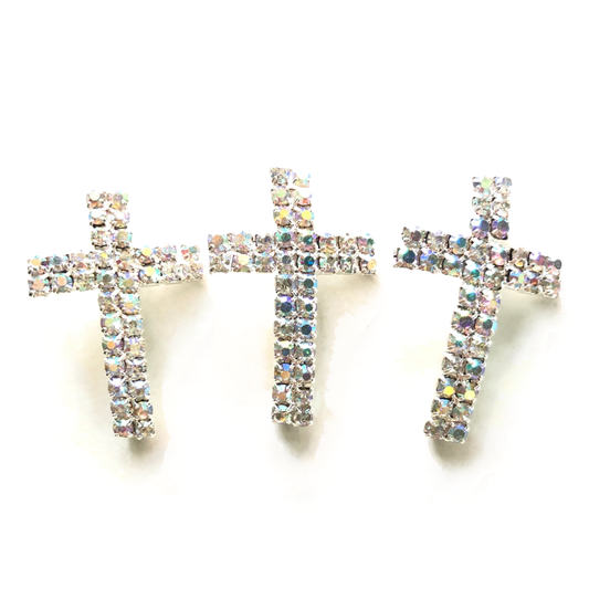 10pcs/lot 30*20mm Clear AB Rhinestone Paved Alloy Cross Spacers-Silver Alloy Spacers New Spacers Arrivals Charms Beads Beyond