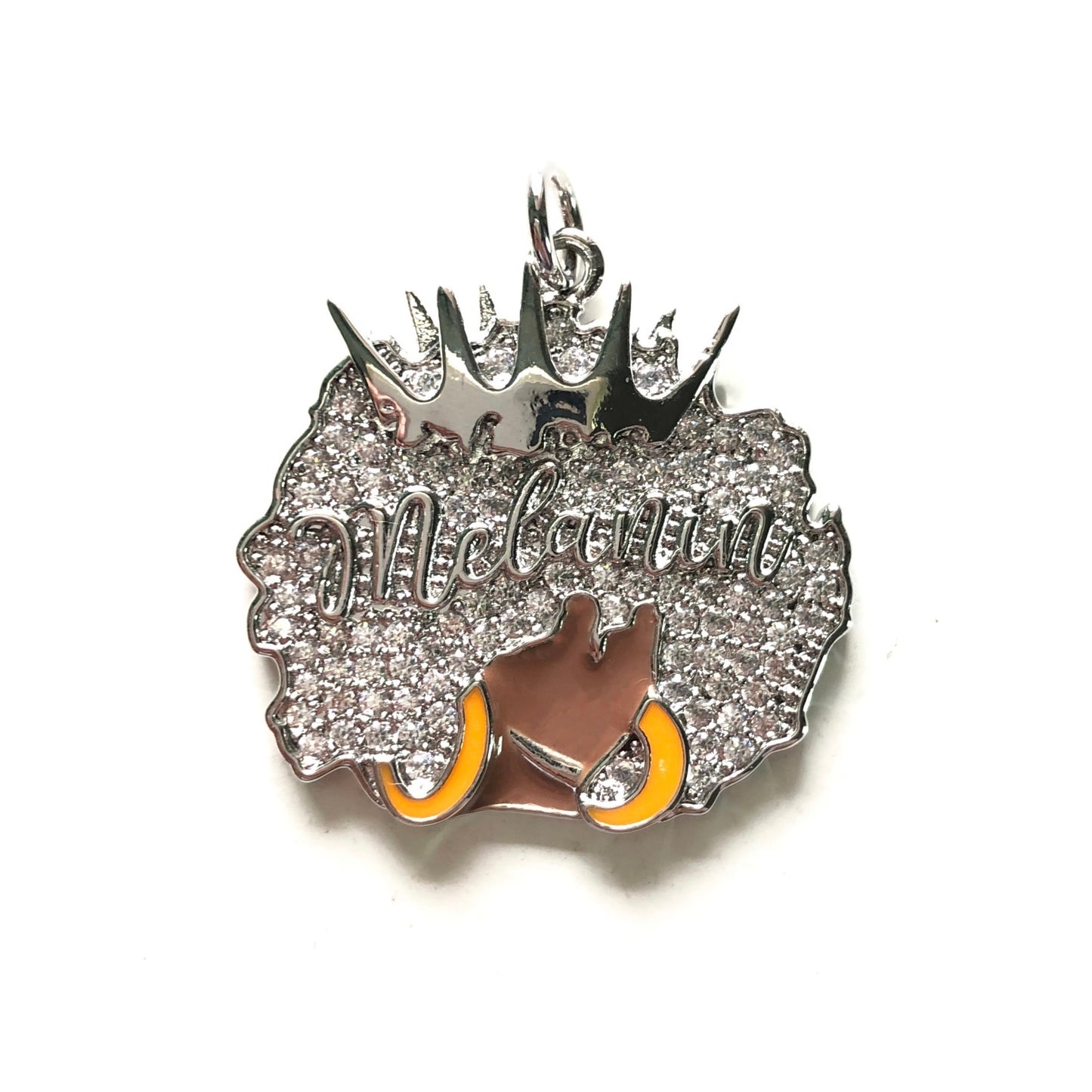 10pcs/lot 29*29mm CZ Paved Crown Queen Melanin Afro Girl Charms CZ Paved Charms Afro Girl/Queen Charms Charms Beads Beyond