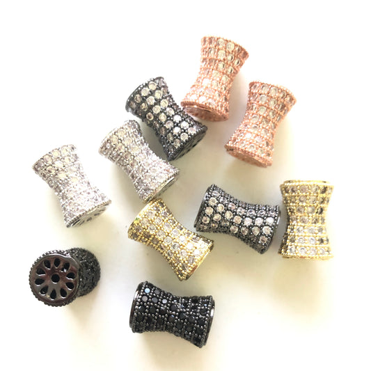 10-20pcs/lot 13.6*9.5mm CZ Paved Hourglass Spacers Mix Colors CZ Paved Spacers Hourglass Beads Charms Beads Beyond