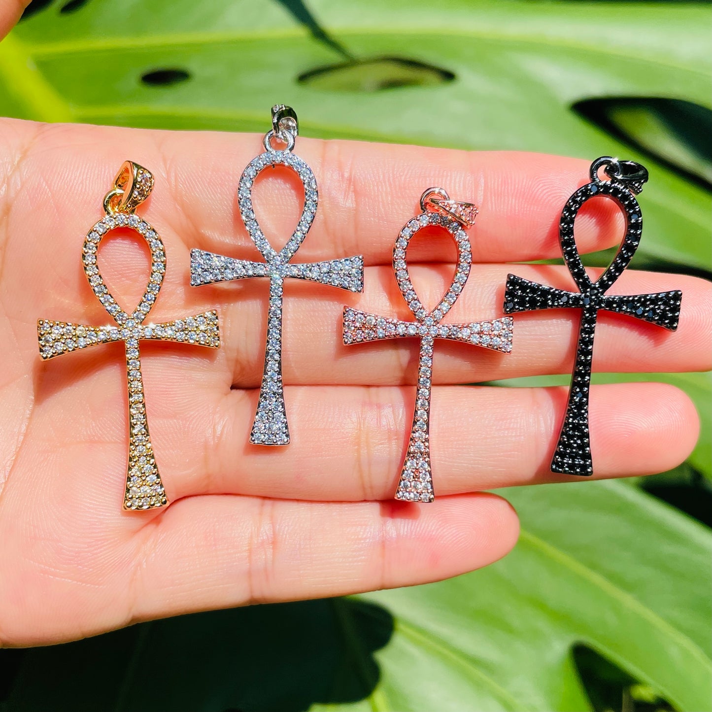 10pcs/lot 47*23mm CZ Paved ANKH Charms Mix Colors CZ Paved Charms ANKH Symbols Charms Beads Beyond