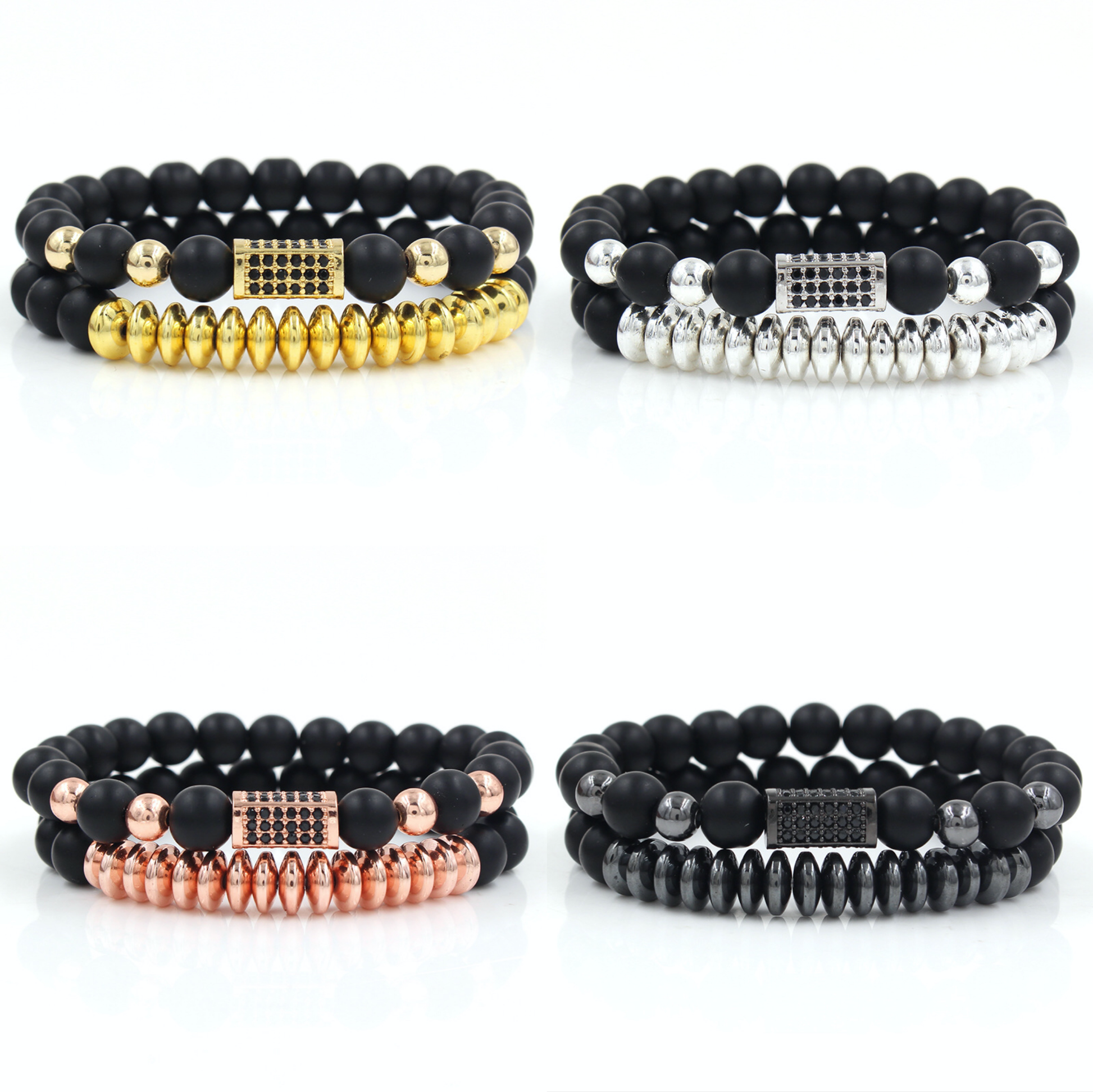 5 sets/lot 8mm Matte Stone Beads Hematite Bracelets Mix Colors Men Bracelets Charms Beads Beyond