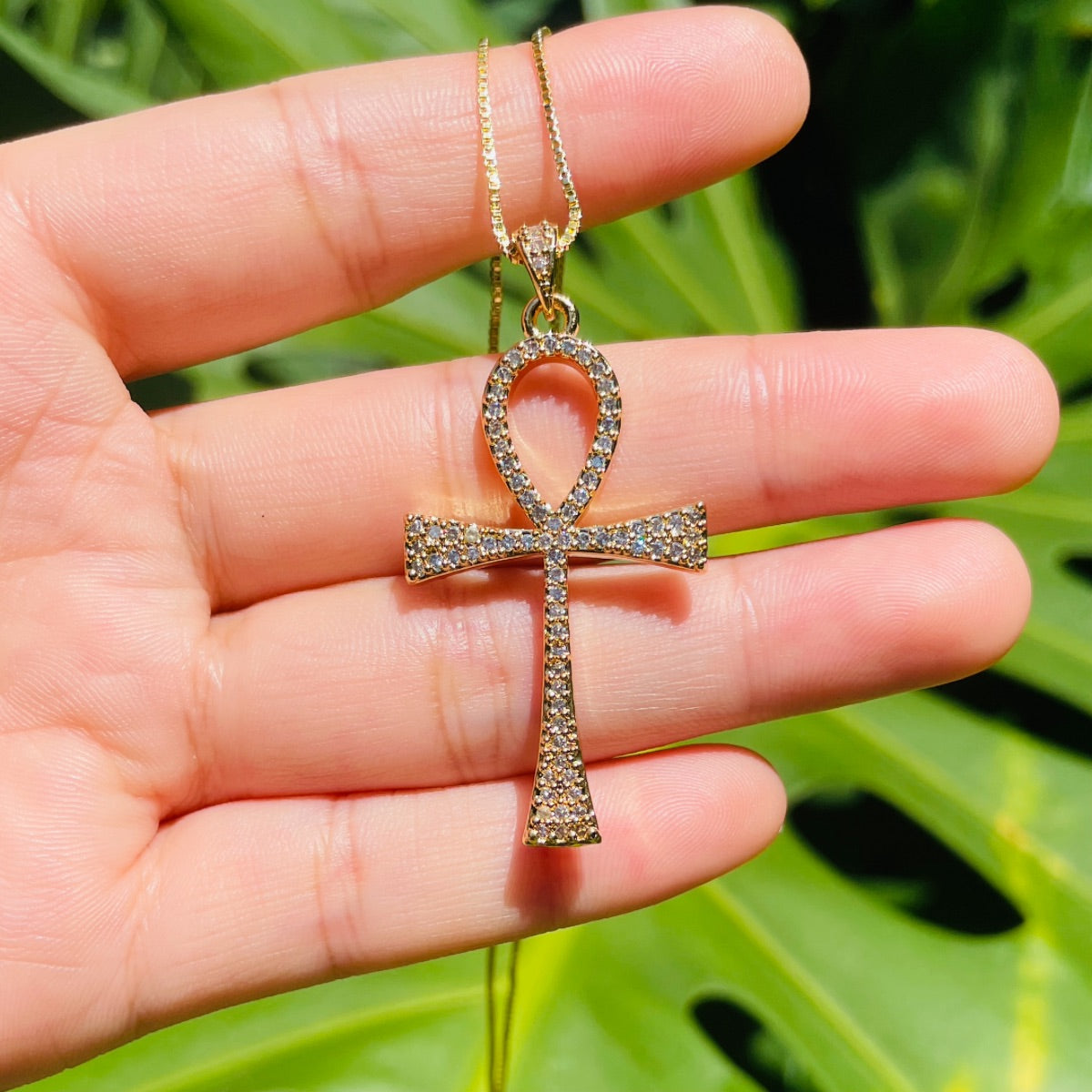 5pcs/lot 47*23mm CZ Paved ANKH Necklaces Necklaces Charms Beads Beyond