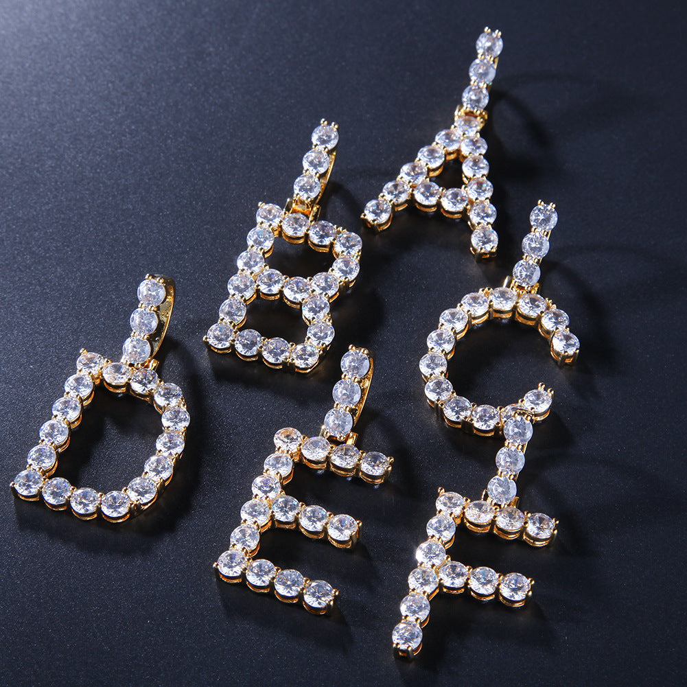 10pcs/lot 5mm Big CZ Paved Initial Necklace Necklaces Charms Beads Beyond