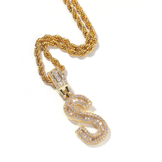 26pcs/lot Big CZ Paved Initial Alphabet Necklace Necklaces Charms Beads Beyond