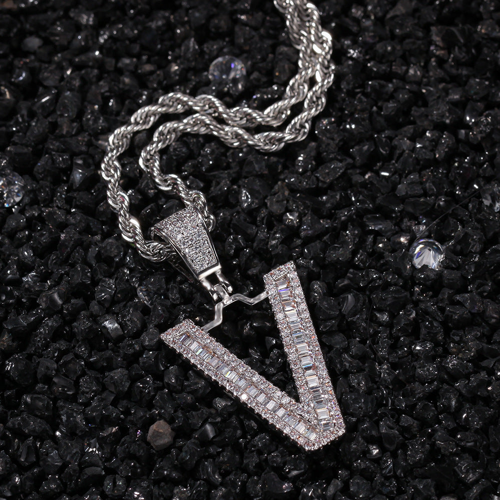 10pcs/lot Big CZ Paved Initial Alphabet Necklace Necklaces Charms Beads Beyond