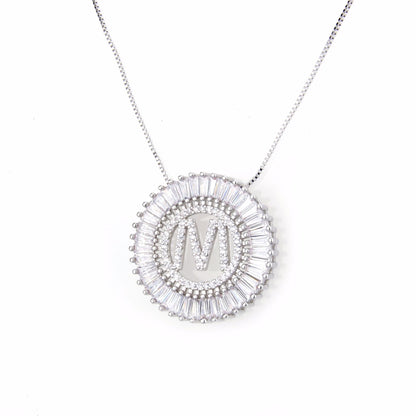 10pcs/lot CZ Paved Big Initial Alphabet Necklace-Silver Necklaces Charms Beads Beyond