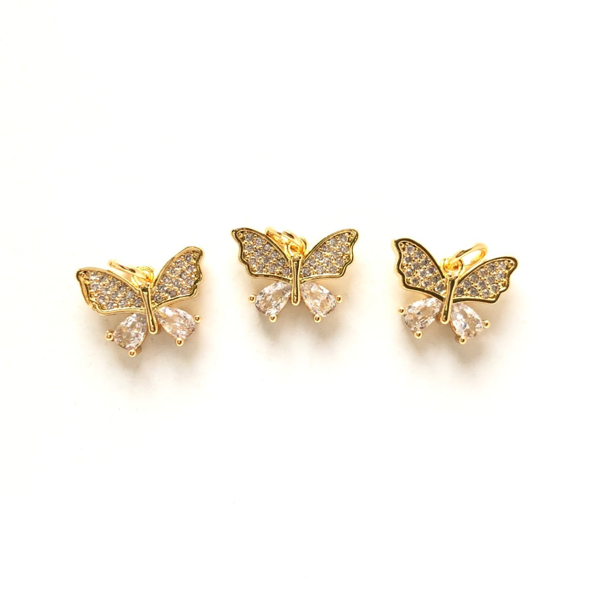 10pcs/lot 14*11mm Small Size CZ Pave Butterfly Charms Gold CZ Paved Charms Butterflies Small Sizes Charms Beads Beyond