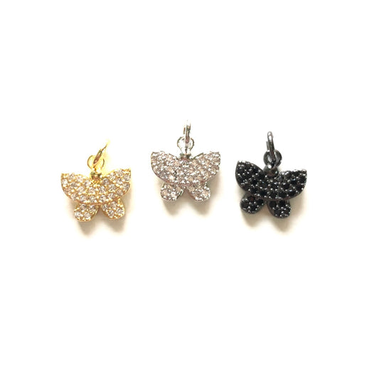10pcs/lot 10.8*10.3mm Small Size CZ Pave Butterfly Charms Mix Colors CZ Paved Charms Butterflies Small Sizes Charms Beads Beyond