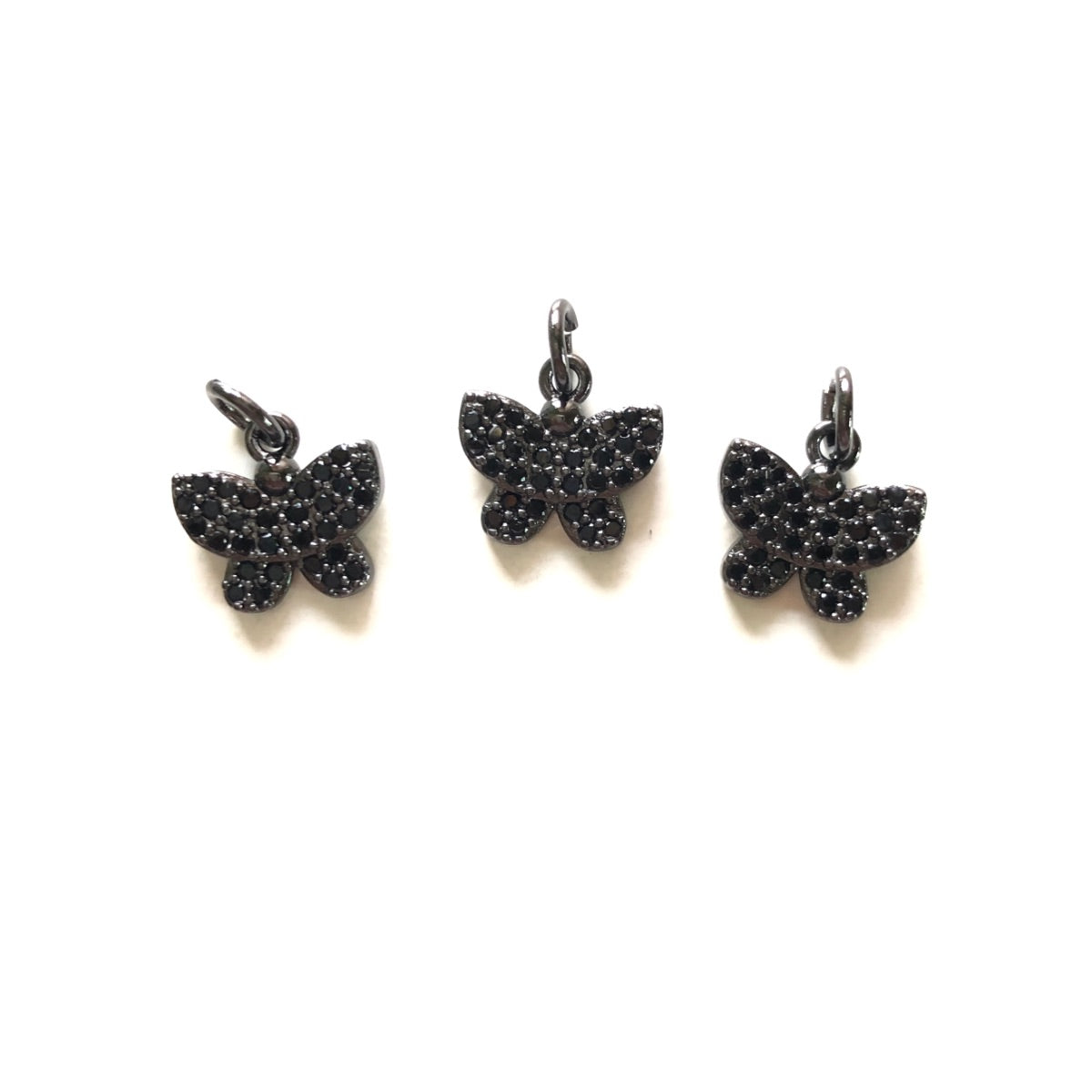 10pcs/lot 10.8*10.3mm Small Size CZ Pave Butterfly Charms Black on Black CZ Paved Charms Butterflies Small Sizes Charms Beads Beyond