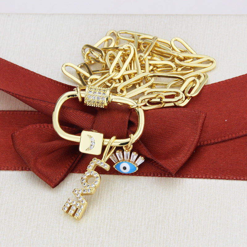 5pcs/lot CZ Paved LOVE Link Necklace Necklaces Love & Heart Necklaces Charms Beads Beyond