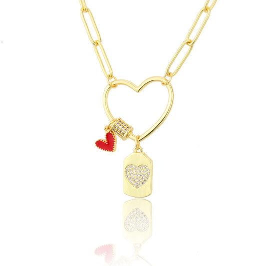5pcs/lot CZ Paved Heart Screw Clasp Link Necklace Necklaces Love & Heart Necklaces Charms Beads Beyond