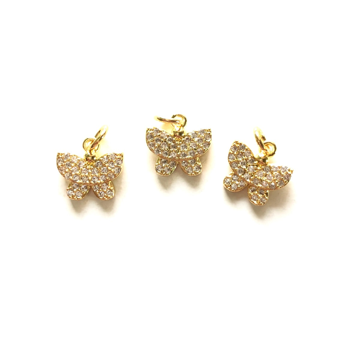 10pcs/lot 10.8*10.3mm Small Size CZ Pave Butterfly Charms Gold CZ Paved Charms Butterflies Small Sizes Charms Beads Beyond
