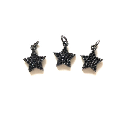 10pcs/lot 12.2*10.6mm Small Size CZ Paved Star Charms Black on Black CZ Paved Charms Small Sizes Sun Moon Stars Charms Beads Beyond