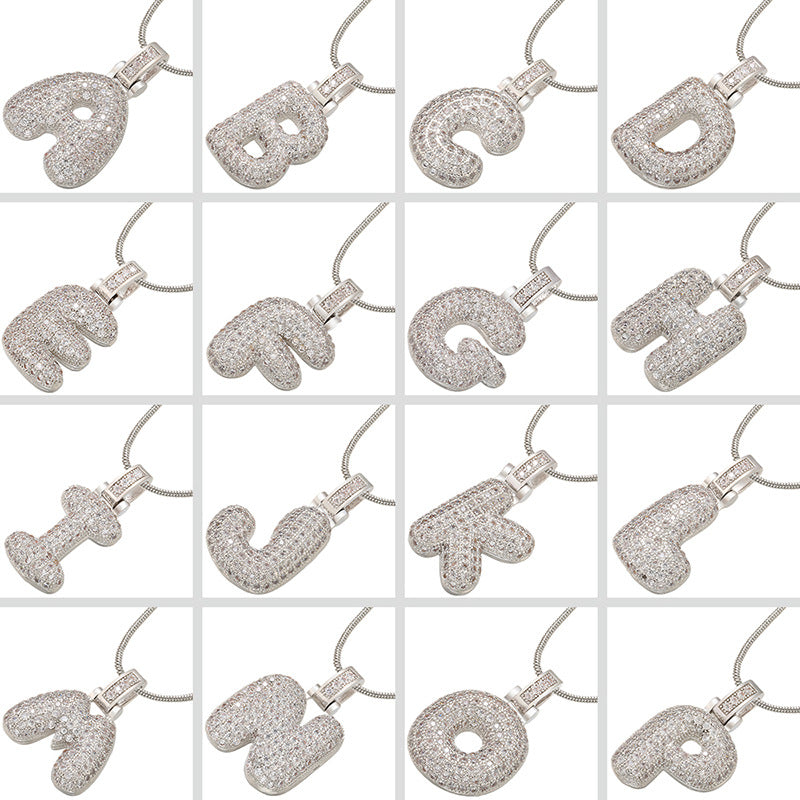 12-26 pcs/lot CZ Paved Gold Silver Initial Alphabet Necklace Silver Necklaces Charms Beads Beyond