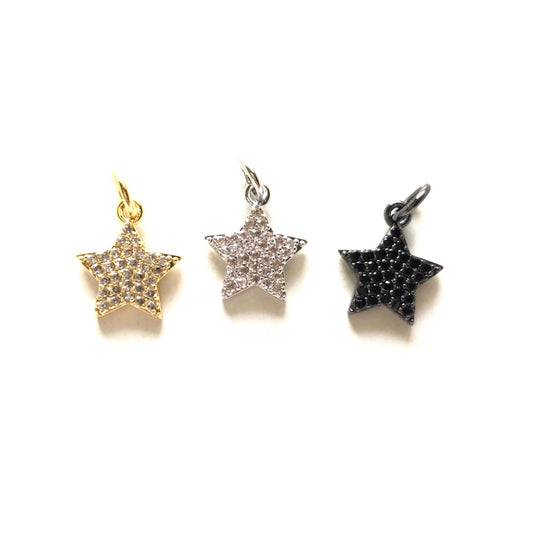 10pcs/lot 12.2*10.6mm Small Size CZ Paved Star Charms Mix Colors CZ Paved Charms Small Sizes Sun Moon Stars Charms Beads Beyond