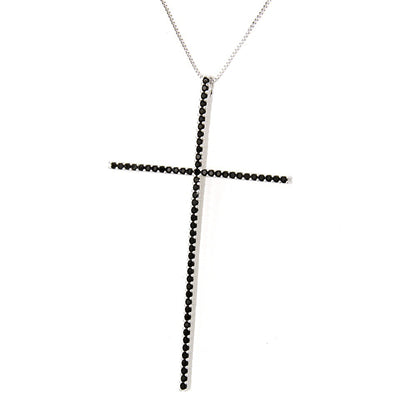5pcs/lot CZ Paved Big Cross Necklace Black on Silver Necklaces Charms Beads Beyond