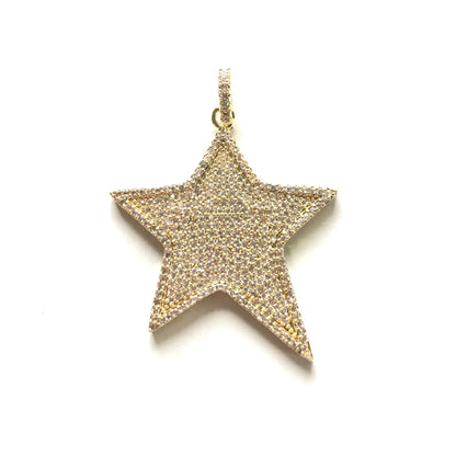 5-10pcs/lot 42*36mm CZ Paved Large Size Star Charm Pendants Gold CZ Paved Charms Large Sizes Sun Moon Stars Charms Beads Beyond