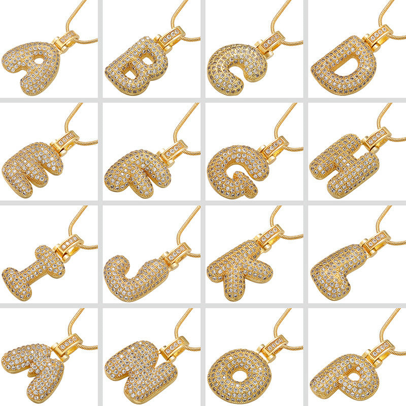 12-26 pcs/lot CZ Paved Gold Silver Initial Alphabet Necklace Gold Necklaces Charms Beads Beyond