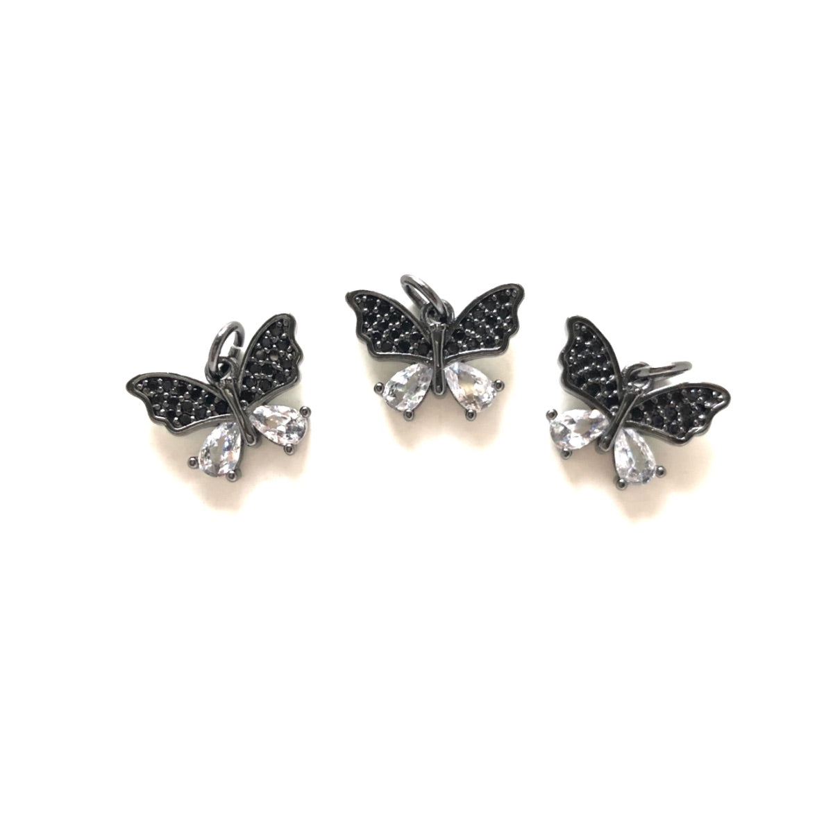 10pcs/lot 14*11mm Small Size CZ Pave Butterfly Charms Black on Black CZ Paved Charms Butterflies Small Sizes Charms Beads Beyond
