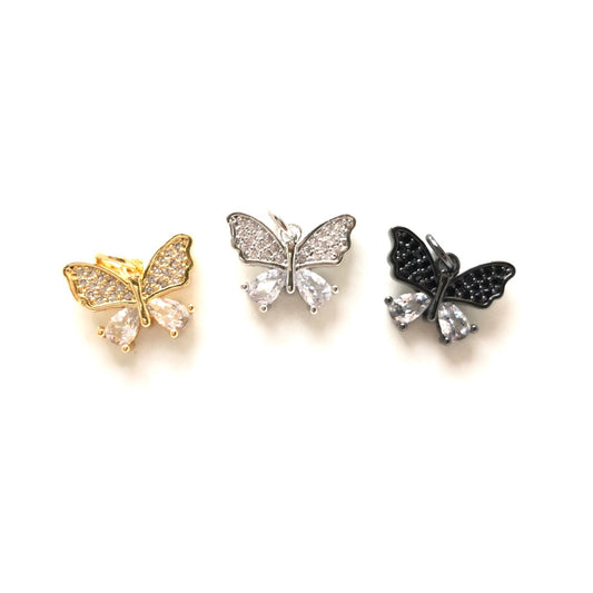 10pcs/lot 14*11mm Small Size CZ Pave Butterfly Charms Mix Colors CZ Paved Charms Butterflies Small Sizes Charms Beads Beyond