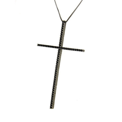 5pcs/lot CZ Paved Big Cross Necklace Black on Black Necklaces Charms Beads Beyond