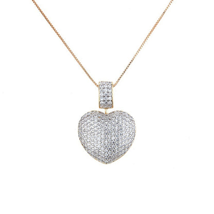 5pcs/lot Multicolor CZ Paved Heart Necklace Clear on Gold Necklaces Love & Heart Necklaces Charms Beads Beyond