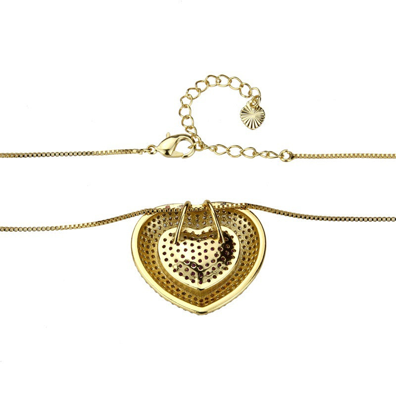 5pcs/lot CZ Paved 3D Heart Necklace Necklaces Love & Heart Necklaces Charms Beads Beyond