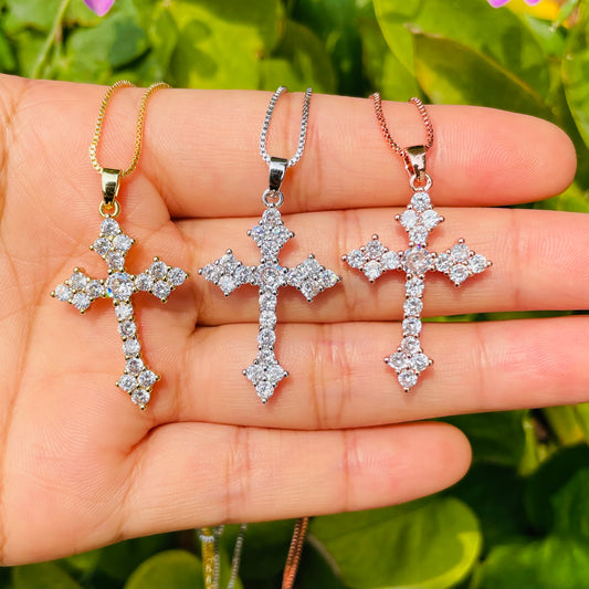 5pcs/lot 35*21mm CZ Paved Cross Necklaces Necklaces Charms Beads Beyond