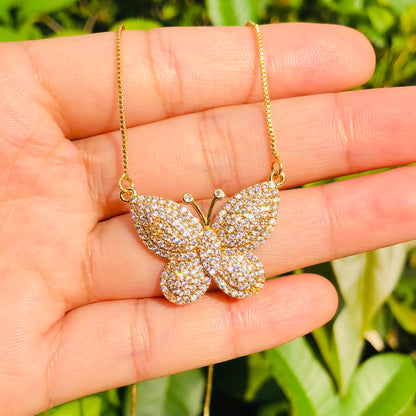 5pcs/lot 29.5*20mm CZ Paved Butterfly Necklaces Necklaces Charms Beads Beyond