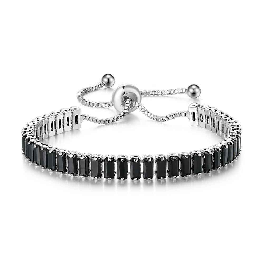 10pcs/lot Black CZ Paved Adjustable Tennis Bracelets 2.5*5mm CZ Silver Women Bracelets Charms Beads Beyond