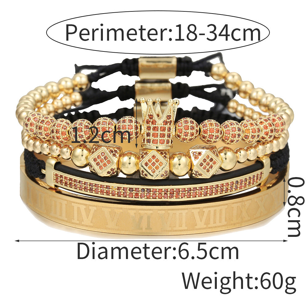 4pcs/set Multicolor CZ Paved Bracelets & Stainless Steel Bangles Set for Men Men Bracelets Charms Beads Beyond