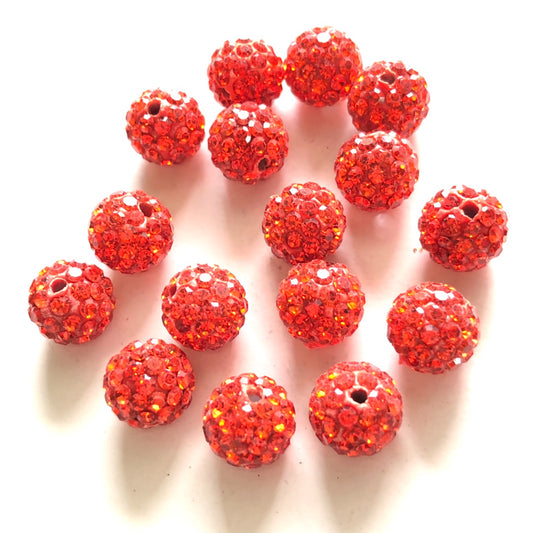 50-100pcs/lot 10mm Orange Rhinestone Clay Disco Ball Beads Clay Beads Charms Beads Beyond