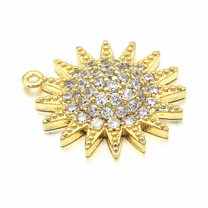 10pcs/lot 18*20mm CZ Paved Sunflower Charms Gold CZ Paved Charms Flowers Charms Beads Beyond