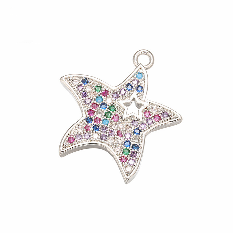 10pcs/lot 21*12mm Multicolor CZ Paved Star Charms Silver CZ Paved Charms Colorful Zirconia Sun Moon Stars Charms Beads Beyond
