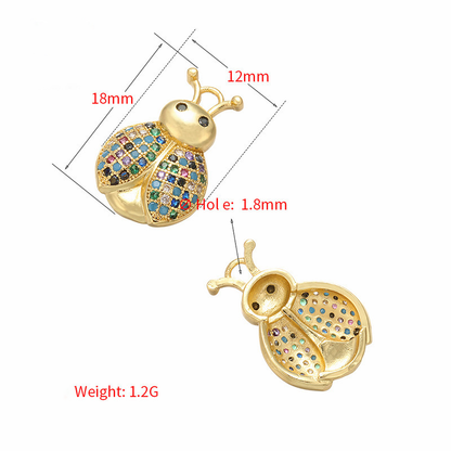 10pcs/lot Multicolor CZ Paved Insect Rainbow Wine Glass Charms CZ Paved Charms Colorful Zirconia Fashion Charms Beads Beyond