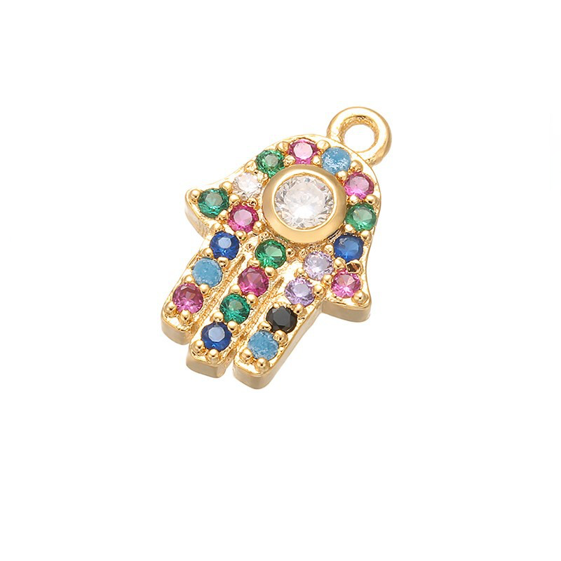 10pcs/lot CZ Paved Colorful Hamsa and Lip Charms Palm 1 CZ Paved Charms Fashion Charms Beads Beyond